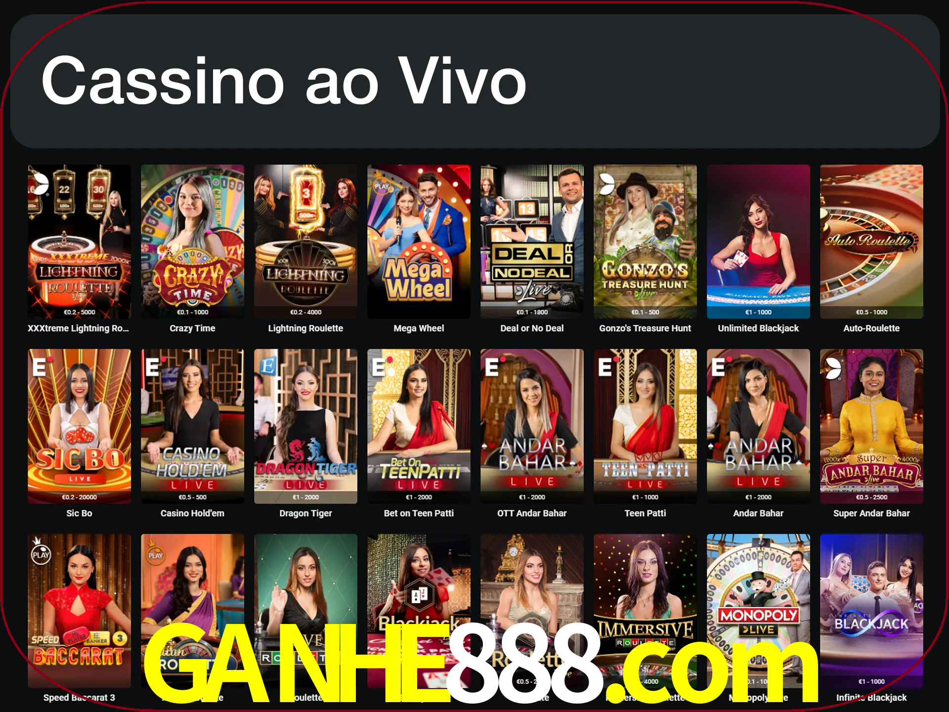 Jogue jogos de cassino com um verdadeiro dealer.