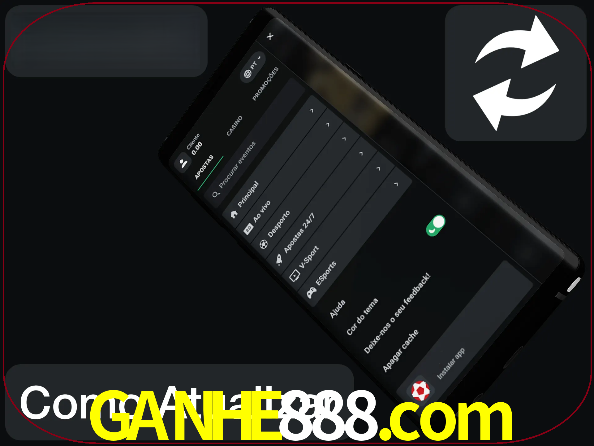 O aplicativo é atualizado automaticamente quando você faz o login.