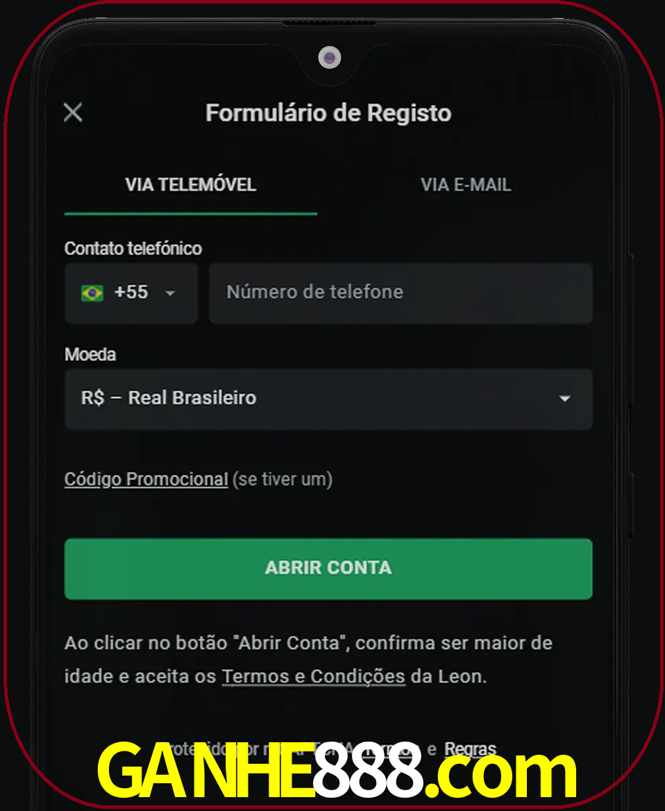 Abra o aplicativo e inicie o processo de registro.