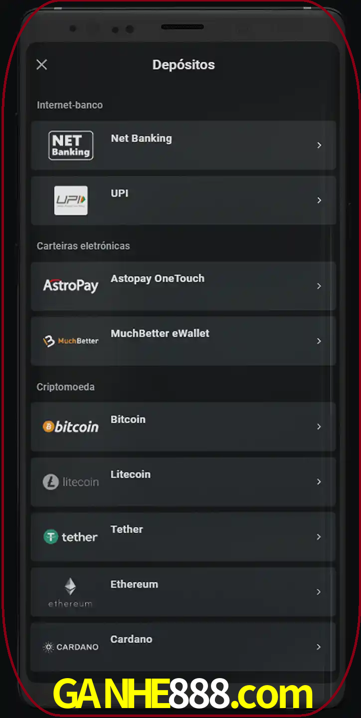 Você pode usar métodos alternativos de depósito.